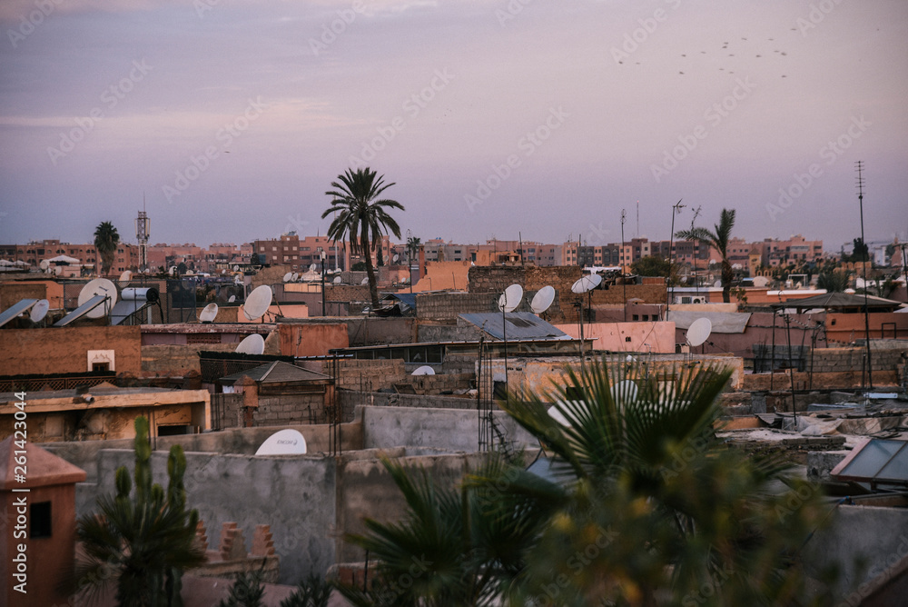 Rooftops at Sunset in Marrakesh Morocco 