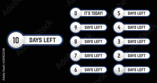 Simple white round with blue neon line border number days left