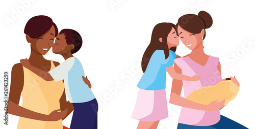interracial mothers with little kids characters