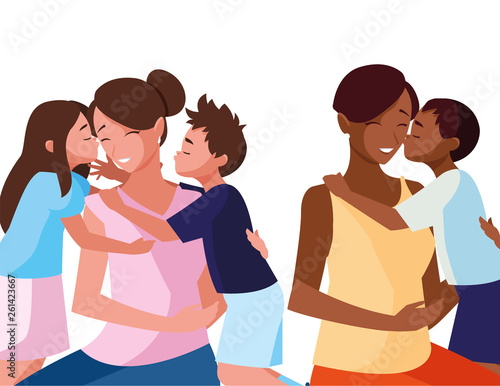 interracial mothers with little kids characters
