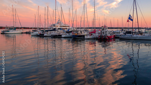 Foto Sunset over the Charlottetown harbor in the summer