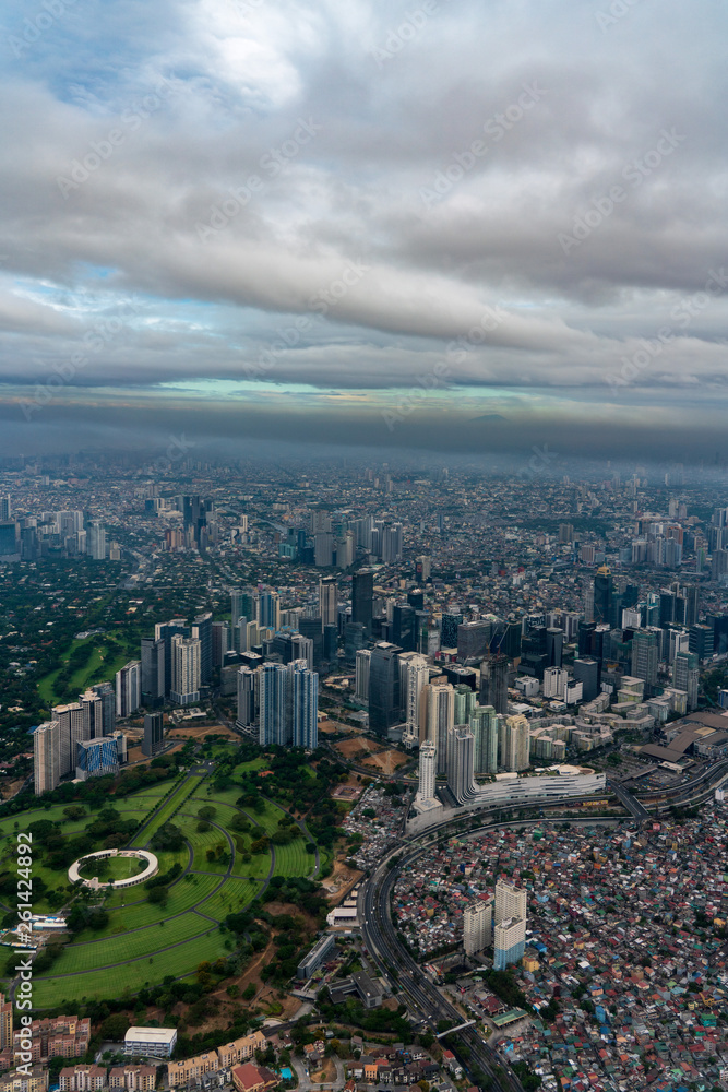 Bird view of Bonifacio Global city skyline in the morning