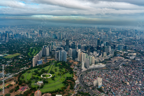 Bird view of Bonifacio Global city skyline in the morning