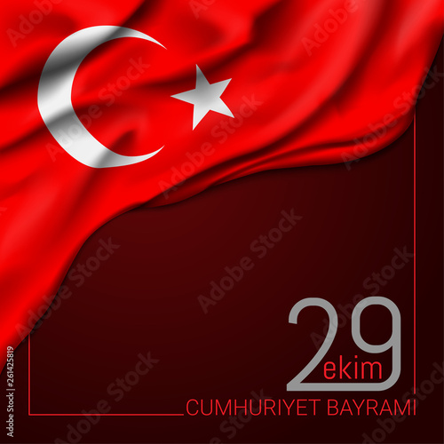 Turkey waving flag vector illustration 29 ekim cumhuriyet bayrami greeting