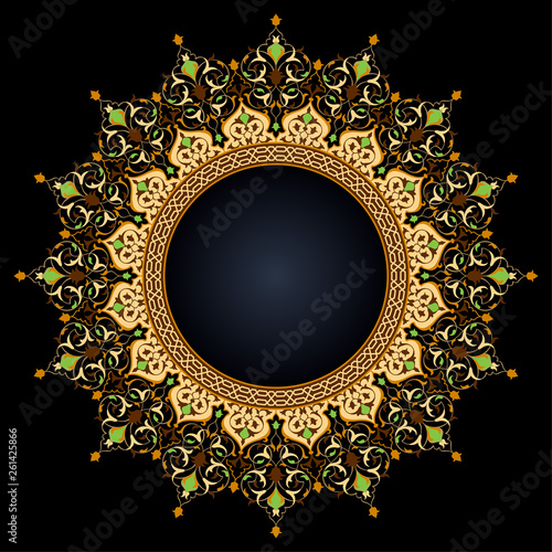 Arabic circle floral pattern islamic vector ornament decoration