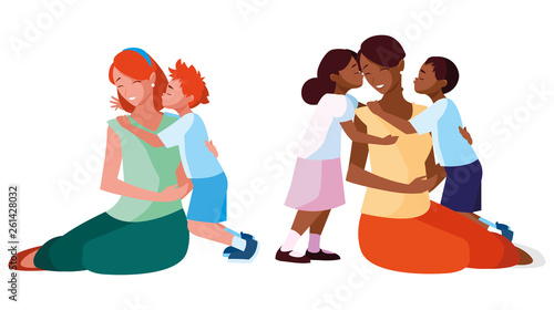 interracial mothers with little kids characters