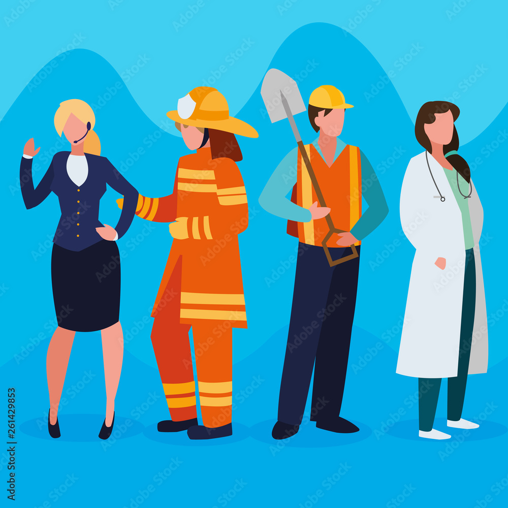 group of professional workers characters group of professional workers characters