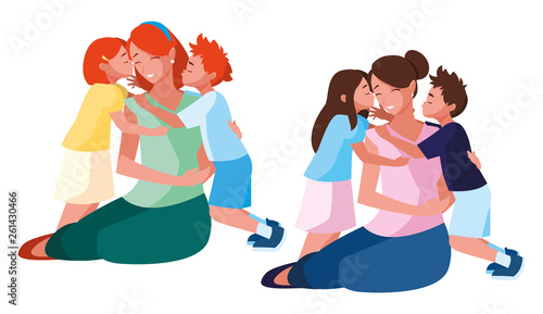beautiful mothers with little kids characters