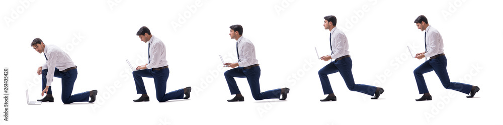 Businessman walking standing side view isolated on white backgro Businessman walking standing side view isolated on white backgro