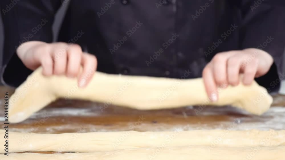 Step by step. Rolling dough into even parts to bake challah bread. Step by step. Rolling dough into even parts to bake challah bread.