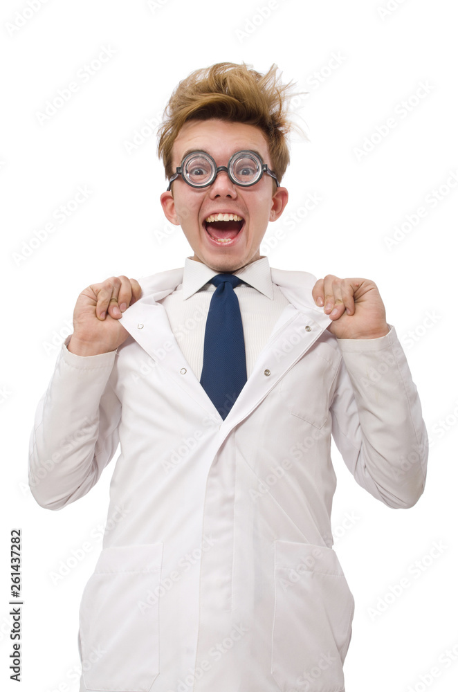Funny doctor isolated on white Funny doctor isolated on white