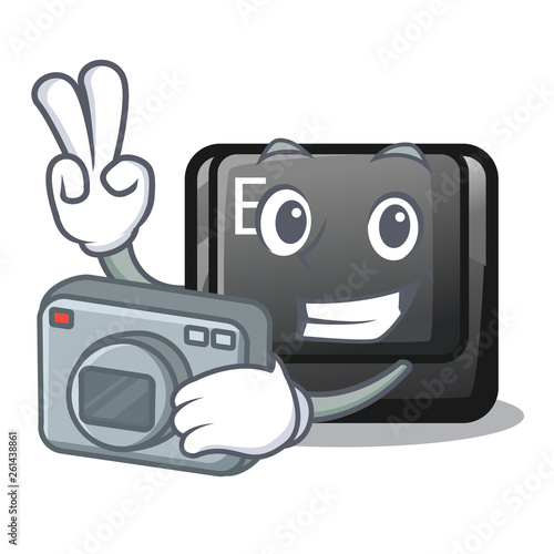 Photographer button E in the mascot shape