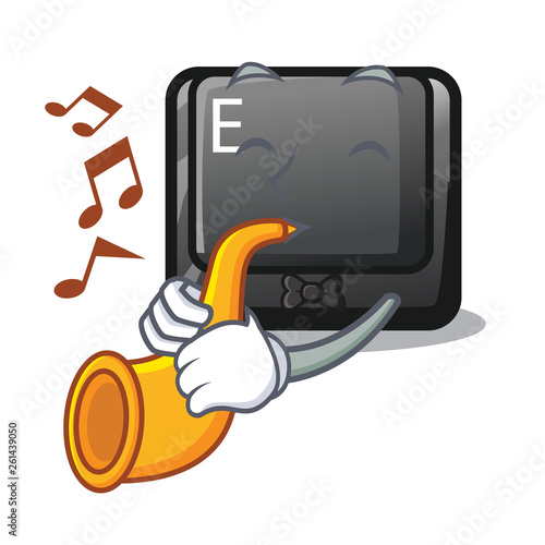 With trumpet button E in the mascot shape