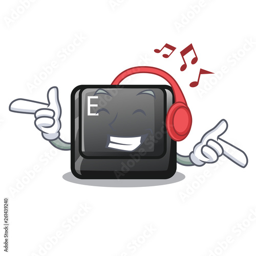 Listening music button E in the mascot shape
