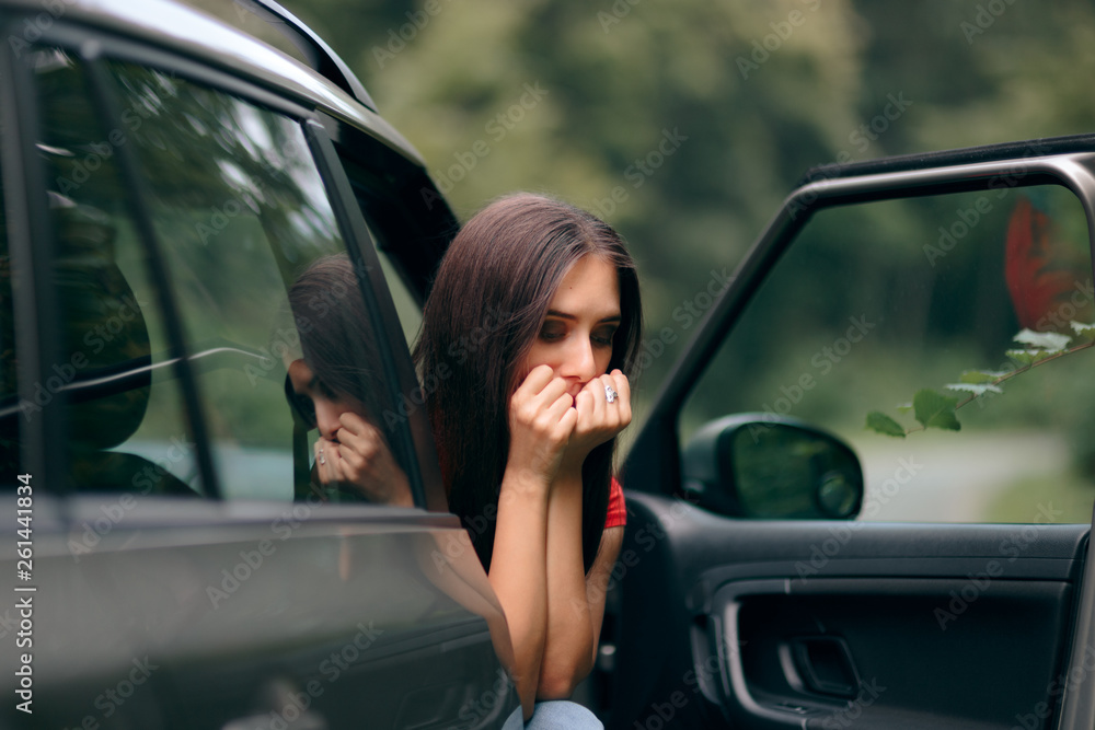 Car Sick Travel Woman with Motion Sickness Symptoms 