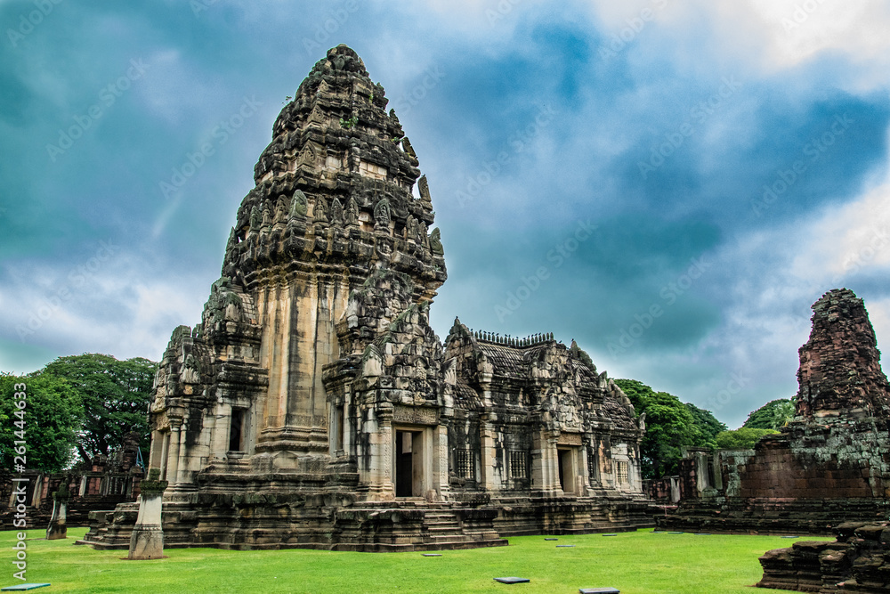 Stone monument at Pimai Historical Park Nakhon Ratchasima Province in Thailand built like Angkor Wat of Cambodia 