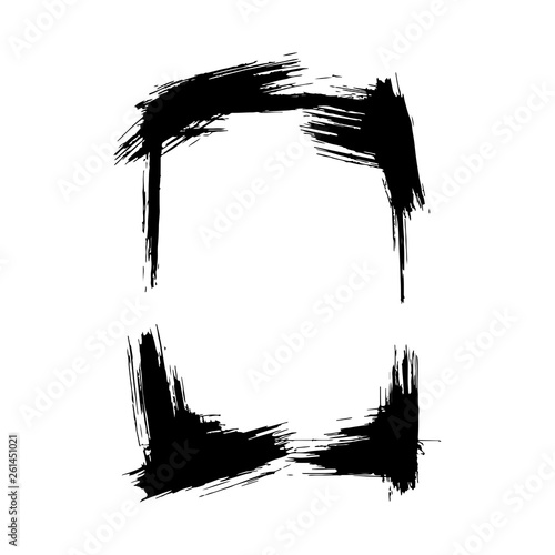 Vector Dry brush frames. Hand drawn artistic frames. Black and white engraved ink art. Frame border ornament square.