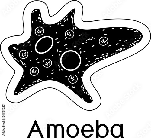 Black Amoeba proteus in flat style