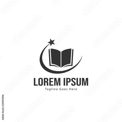 Book logo template design. minimalist book logo with modern frame