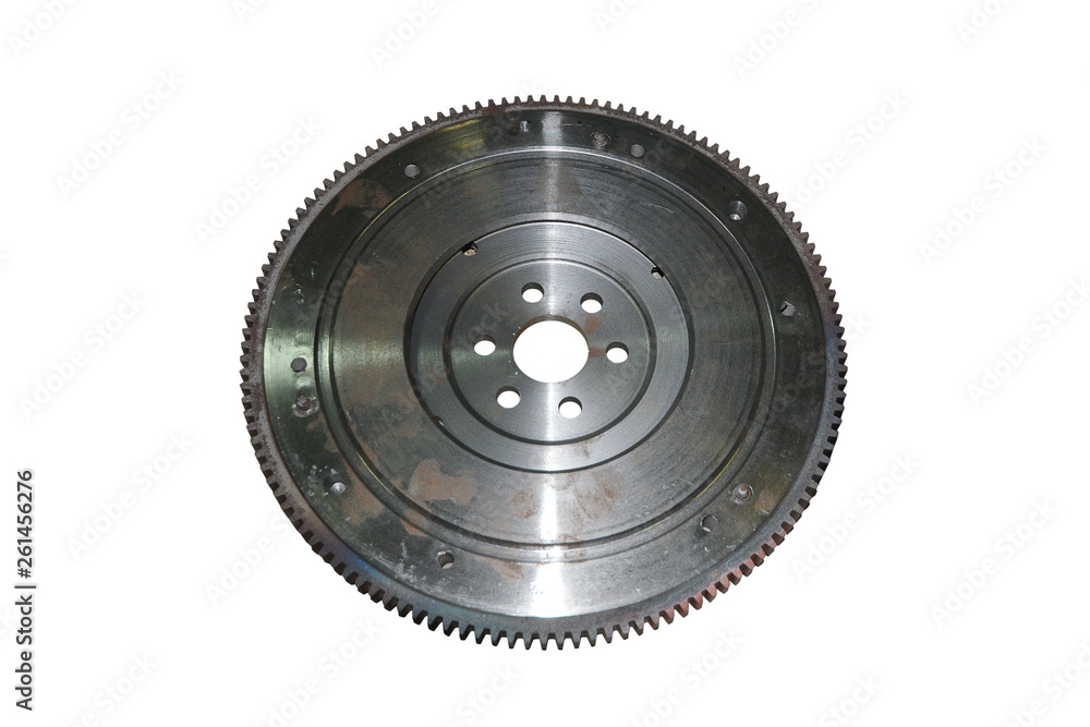 flywheel for automotive diesel engine on a white background flywheel for automotive diesel engine on a white background