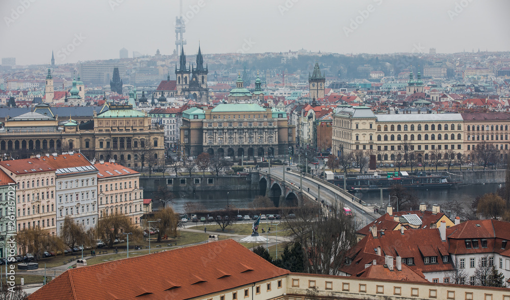 Arial view of the Prague city