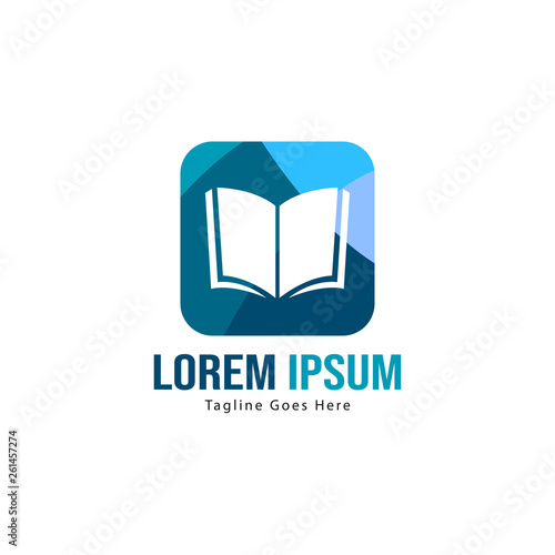 Book logo template design. minimalist book logo with modern frame