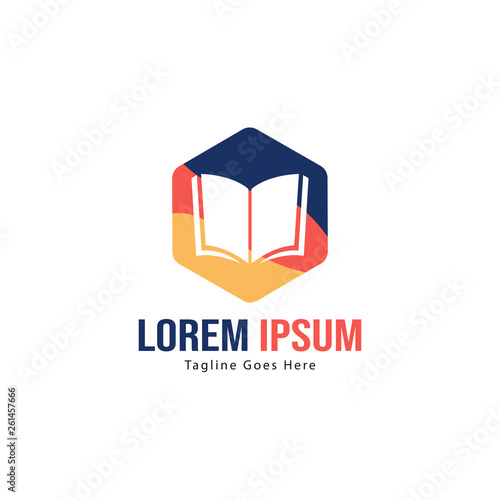 Book logo template design. minimalist book logo with modern frame