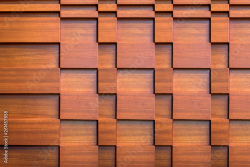 Layers of brown wood decoration on wall.modern decor.texture on wall. modern style.
