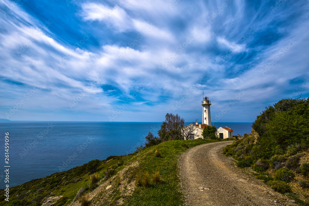 A view of beautiful nature landscape with lighthouse and seascape
