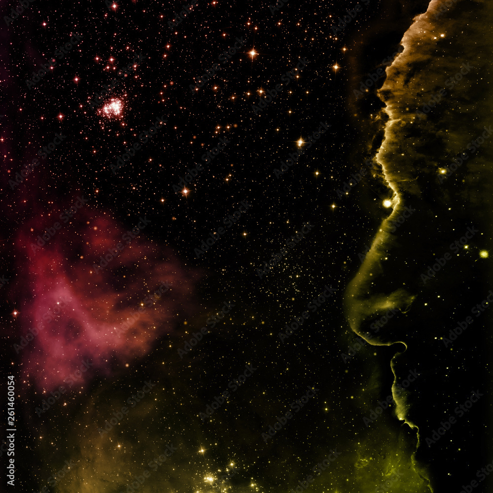 Star field in space and a nebulae. 3D rendering Star field in space and a nebulae. 3D rendering