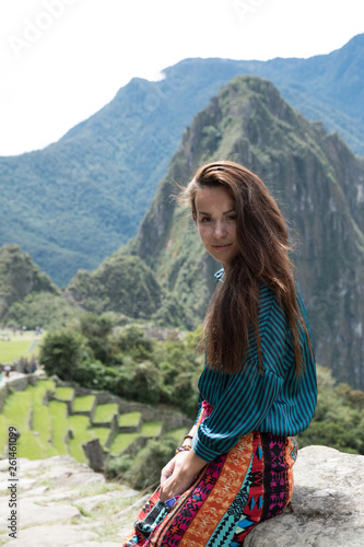 young woman in the mountains