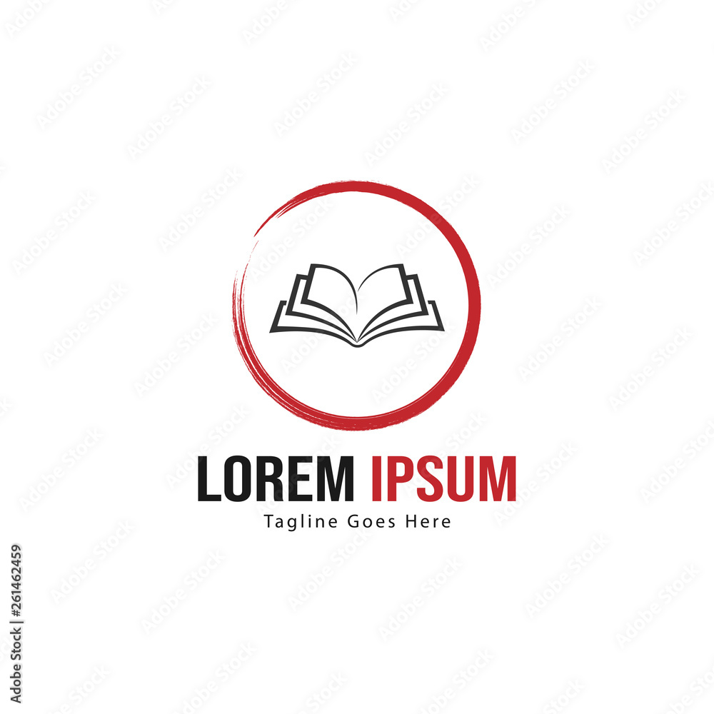 Book logo template design. minimalist book logo with modern frame Book logo template design. minimalist book logo with modern frame