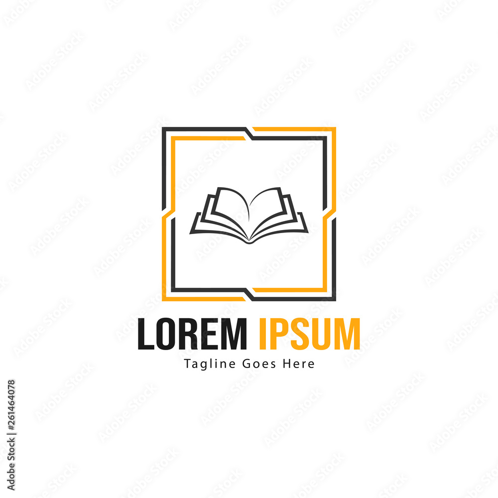 Book logo template design. minimalist book logo with modern frame Book logo template design. minimalist book logo with modern frame