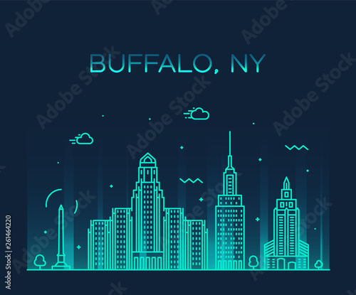 Buffalo skyline New York USA vector linear style