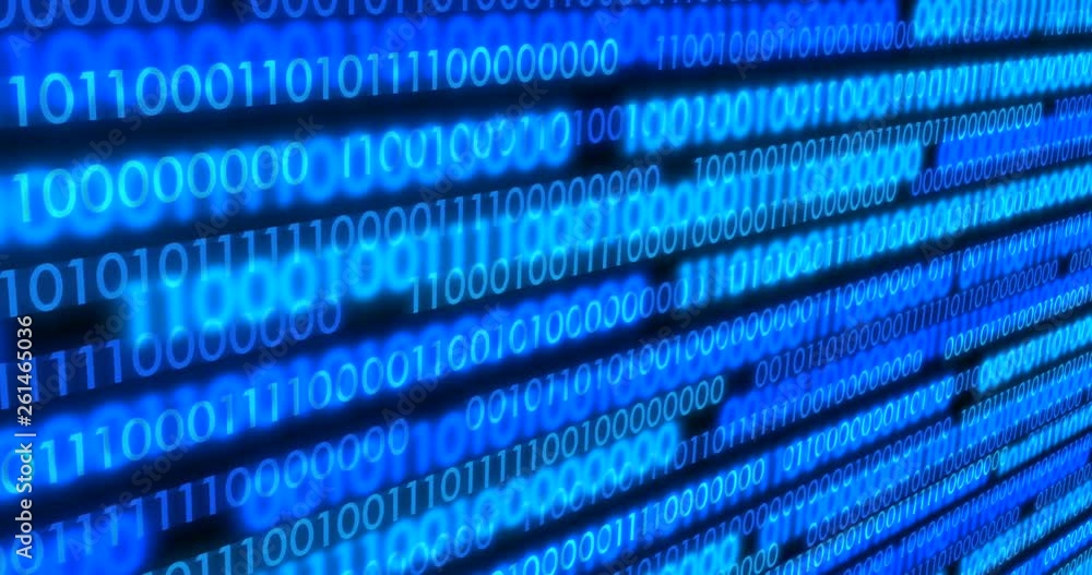 Blue digital binary data close-up. 4k Blue digital binary data close-up. 4k