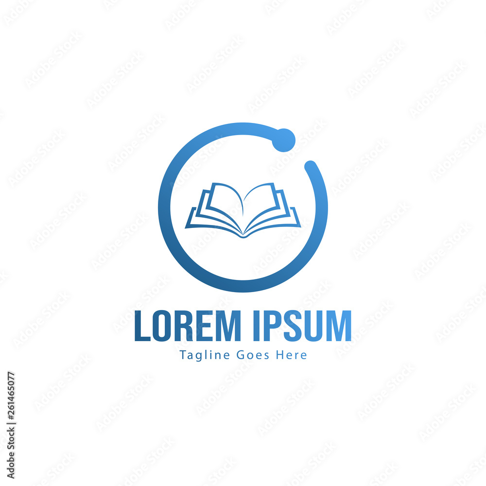 Book logo template design. minimalist book logo with modern frame