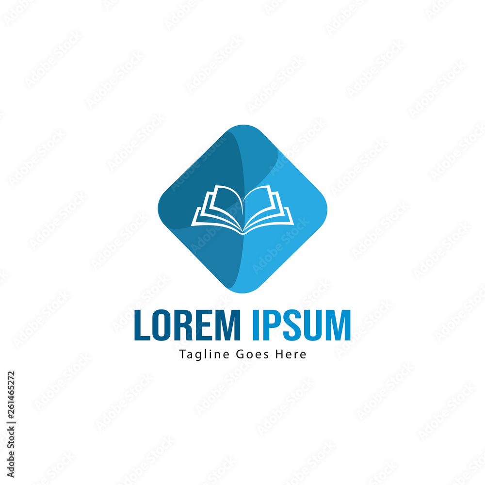 Book logo template design. minimalist book logo with modern frame