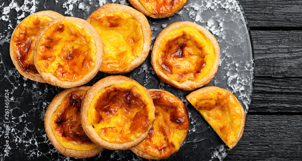 Egg tart, traditional Portuguese dessert, pastel de nata. Egg tart, traditional Portuguese dessert, pastel de nata.