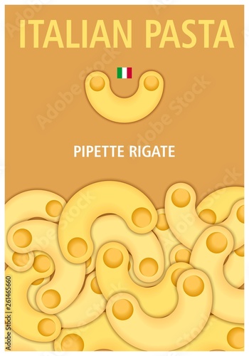 Conceptual poster design. Italian pasta. Macaroni horns. Paper cut trendy style.