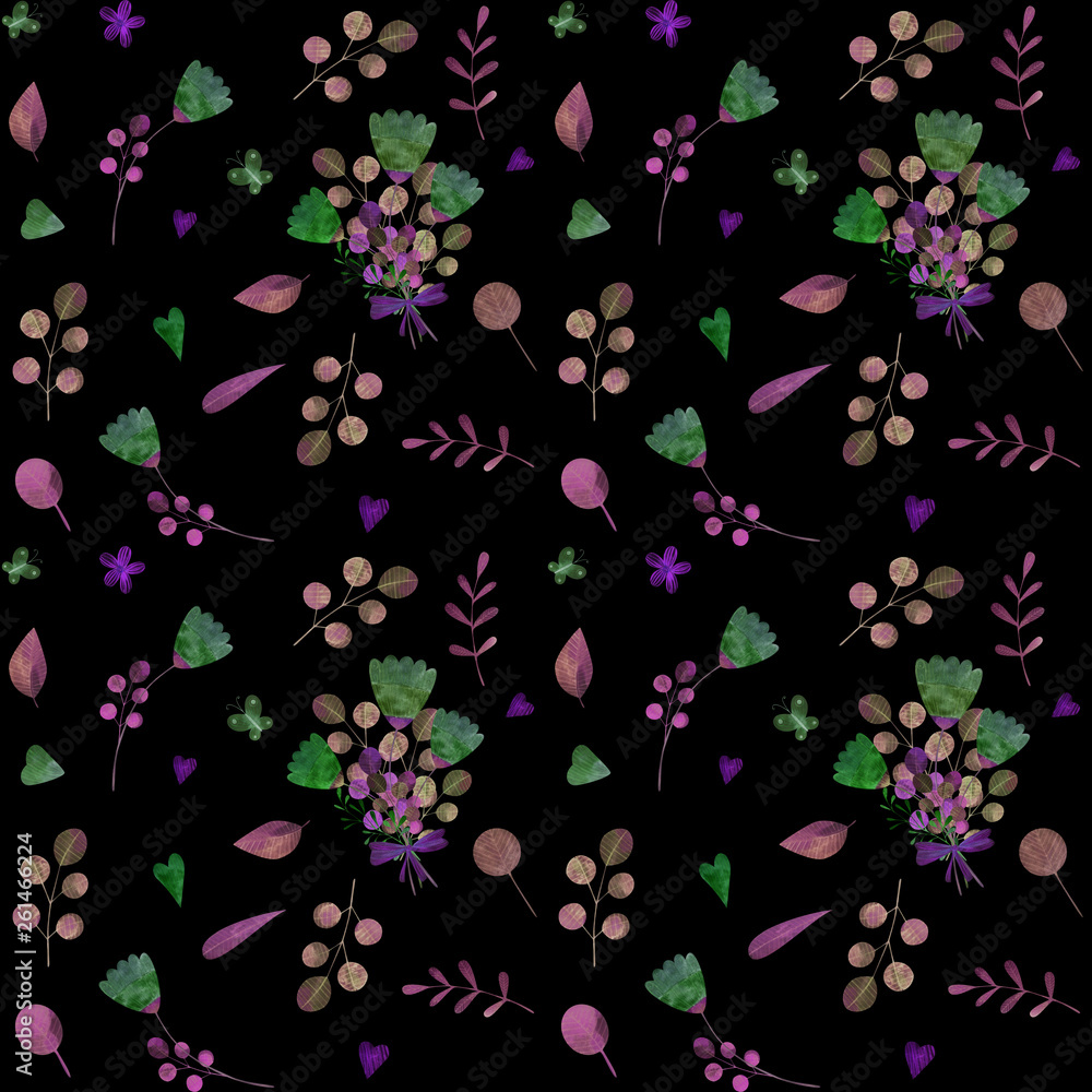 seamless pattern with cute watercolor illustration of stylized flowers. seamless pattern with cute watercolor illustration of stylized flowers.