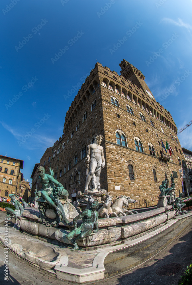 Piazza della Signoria in Florence. Medieval buildings