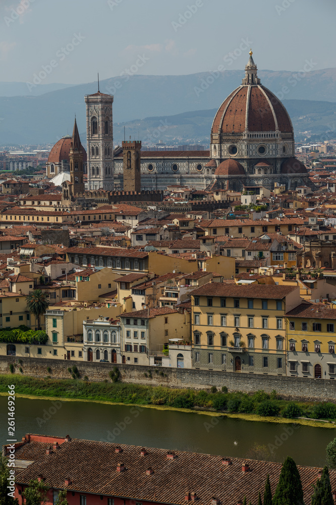 City scene of Florence at sunset time