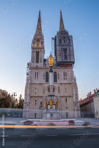 Zagreb Cathedral at sunrise. Croatia