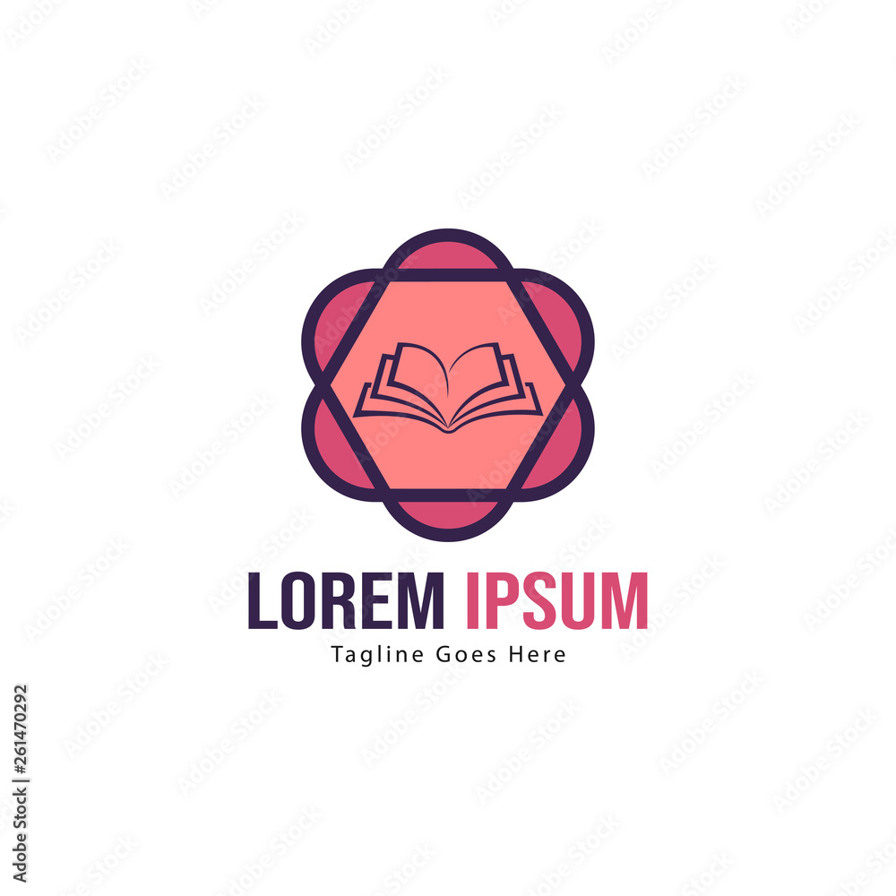 Book logo template design. minimalist book logo with modern frame Book logo template design. minimalist book logo with modern frame