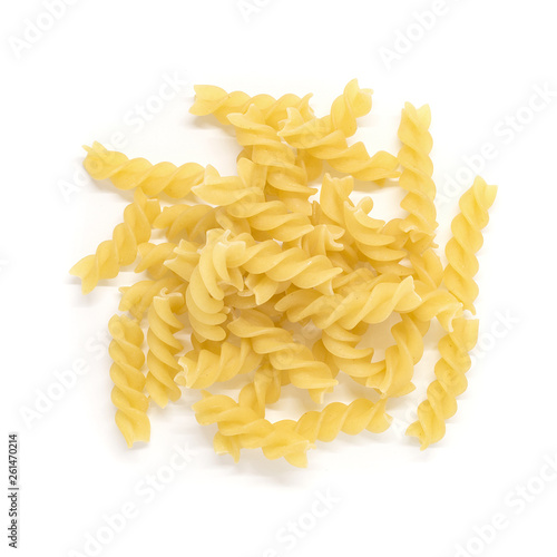 fusilli dry pasta isolated on white background photo