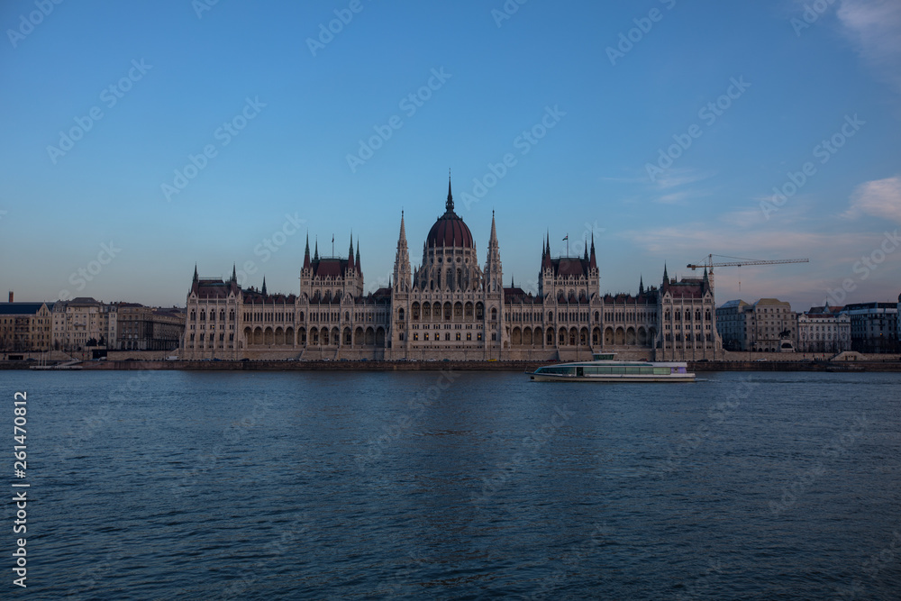 Fototapeta premium A view of Hungarian Parliament building at night