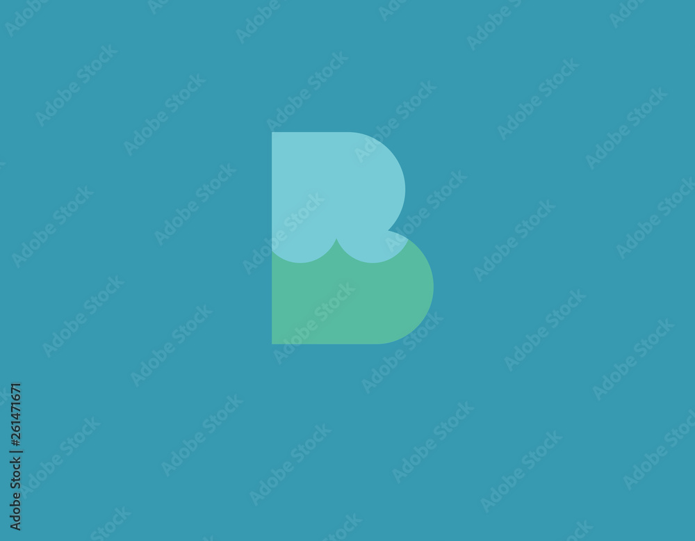 Creative logo typography icon of letter B and water silhouette for business company Creative logo typography icon of letter B and water silhouette for business company
