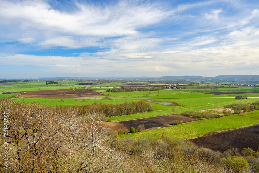 Awesome view over a rural landscape at springtime