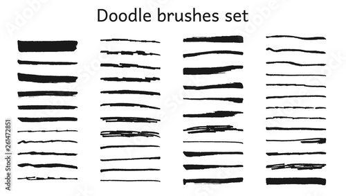 Doodle,ink brushes and hand drawn decorative elements. Grunge style. Brushes are included.