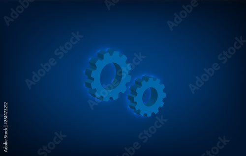 gears on blue background